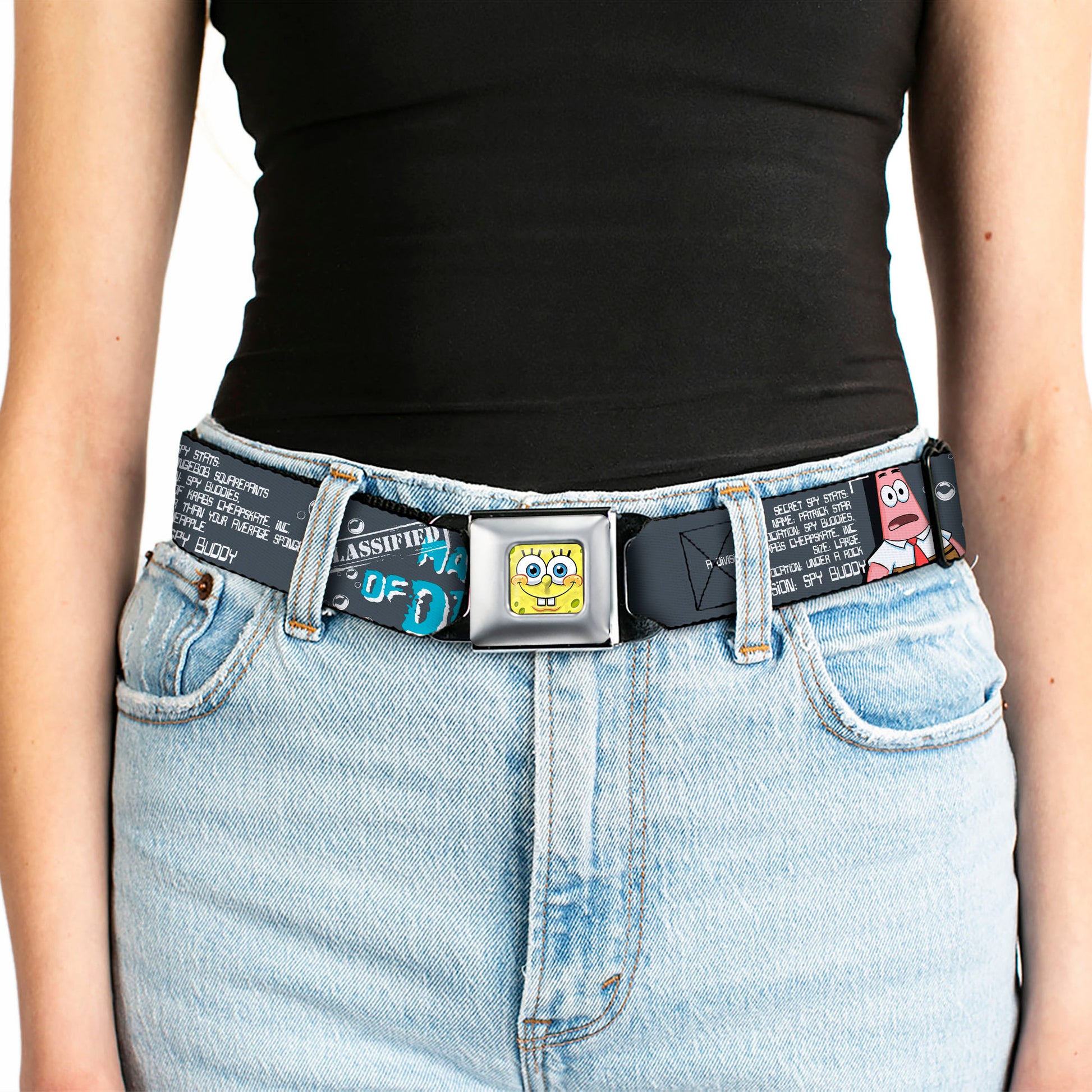 SpongeBob 3-D Face CLOSE-UP Full Color Seatbelt Belt - SpongeBob & Patrick Starfish/Spy Profile MASTERS OF DISGUISE Webbing Seatbelt Belts SpongeBob SquarePants