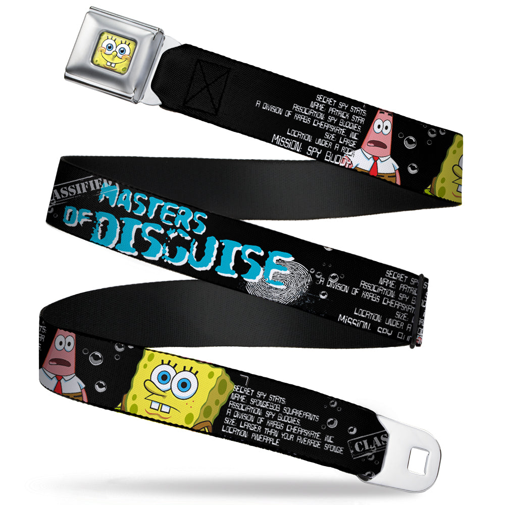 SpongeBob 3-D Face CLOSE-UP Full Color Seatbelt Belt - SpongeBob & Patrick Starfish/Spy Profile MASTERS OF DISGUISE Webbing Seatbelt Belts SpongeBob SquarePants