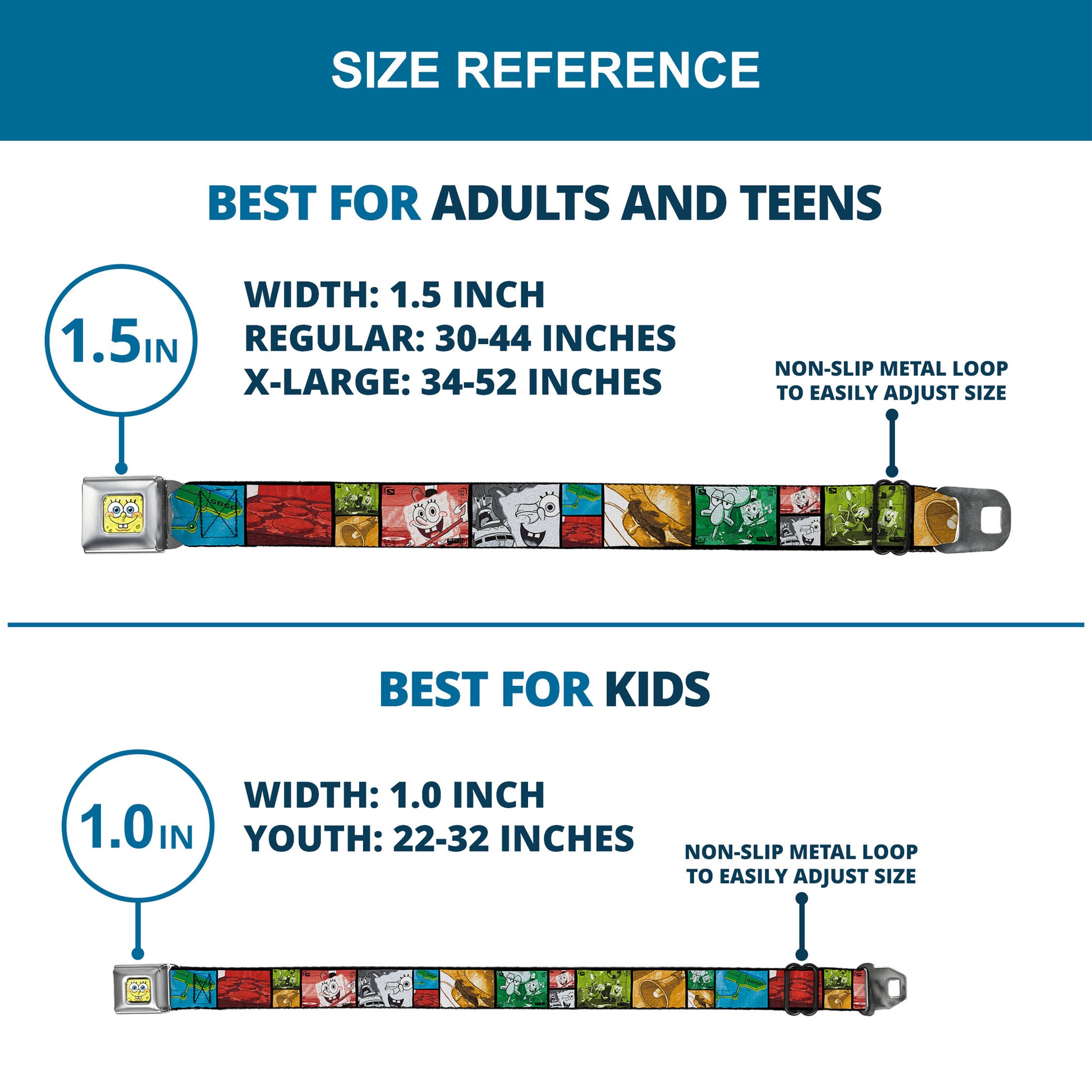 Sponge Bob 3-D Face CLOSE-UP Full Color Seatbelt Belt - Krusty Krab's Cam Scene Blocks Webbing Seatbelt Belts SpongeBob SquarePants