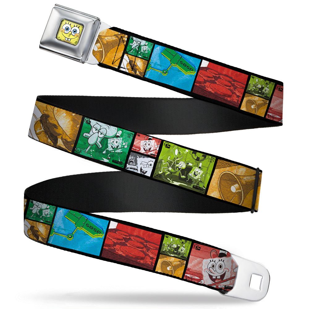 Sponge Bob 3-D Face CLOSE-UP Full Color Seatbelt Belt - Krusty Krab's Cam Scene Blocks Webbing Seatbelt Belts SpongeBob SquarePants