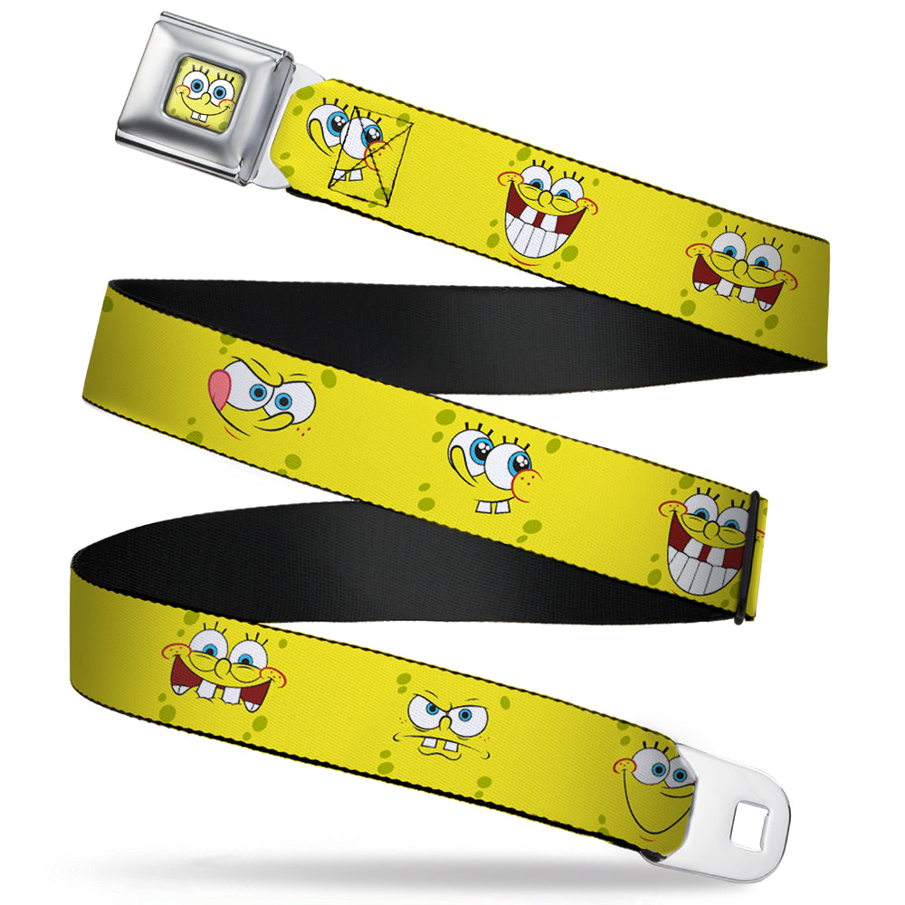 SpongeBob Face CLOSE-UP Full Color Seatbelt Belt - SpongeBob Expressions Yellow Webbing Seatbelt Belts SpongeBob SquarePants