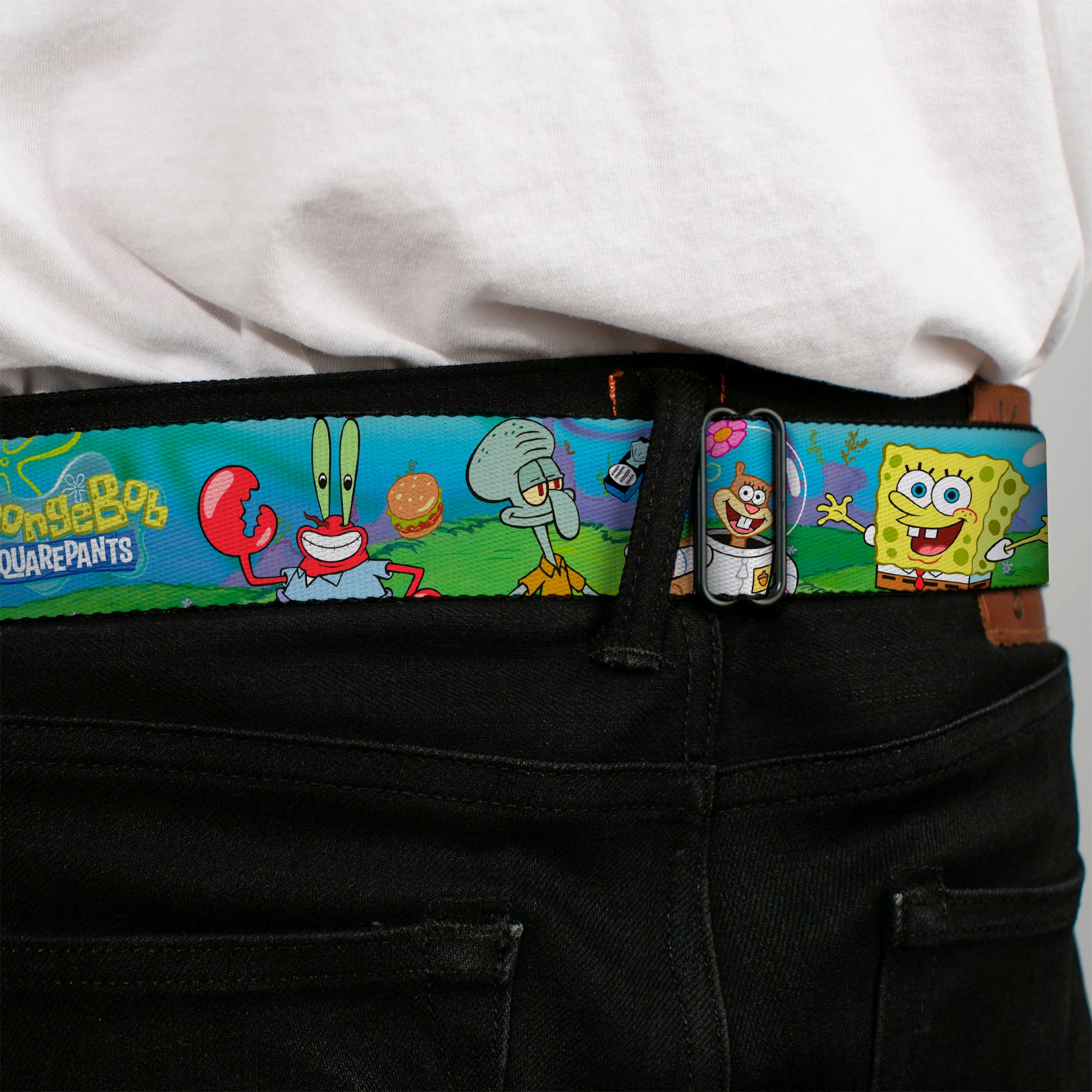 Sponge Bob Face CLOSE-UP Full Color Seatbelt Belt - SpongeBob and Friends/Logo Webbing Seatbelt Belts SpongeBob SquarePants