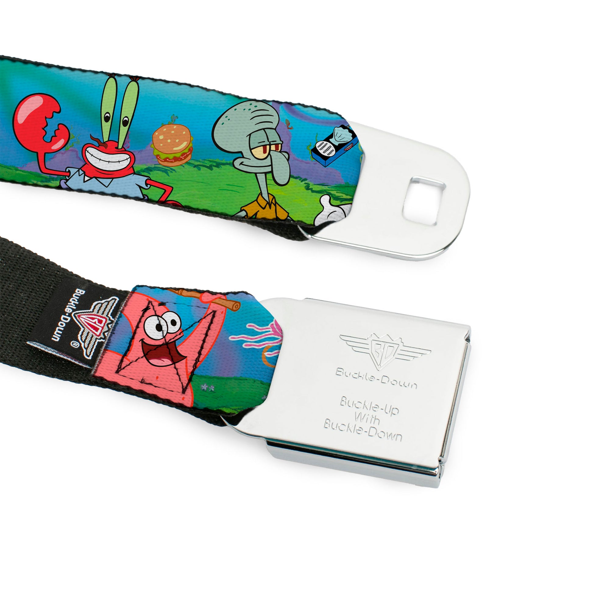 Sponge Bob Face CLOSE-UP Full Color Seatbelt Belt - SpongeBob and Friends/Logo Webbing Seatbelt Belts SpongeBob SquarePants