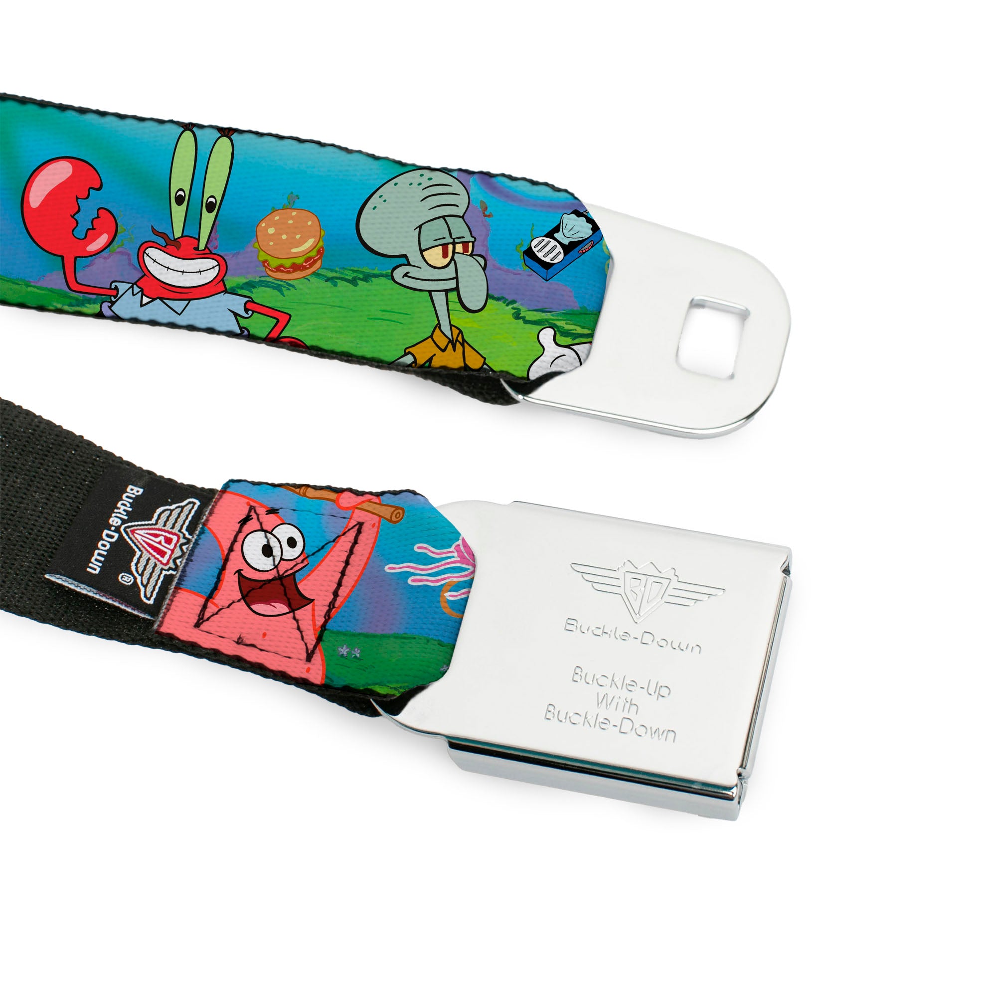 Sponge Bob Face CLOSE-UP Full Color Seatbelt Belt - SpongeBob and Friends/Logo Webbing Seatbelt Belts SpongeBob SquarePants