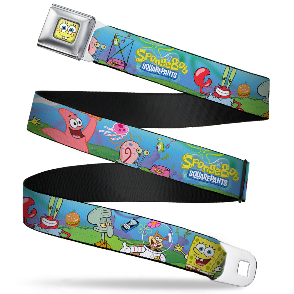 Sponge Bob Face CLOSE-UP Full Color Seatbelt Belt - SpongeBob and Friends/Logo Webbing Seatbelt Belts SpongeBob SquarePants