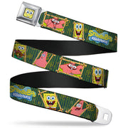 Sponge Bob Face CLOSE-UP Full Color Seatbelt Belt - SpongeBob & Patrick Starfish Bamboo Frames/Logo Webbing Seatbelt Belts SpongeBob SquarePants