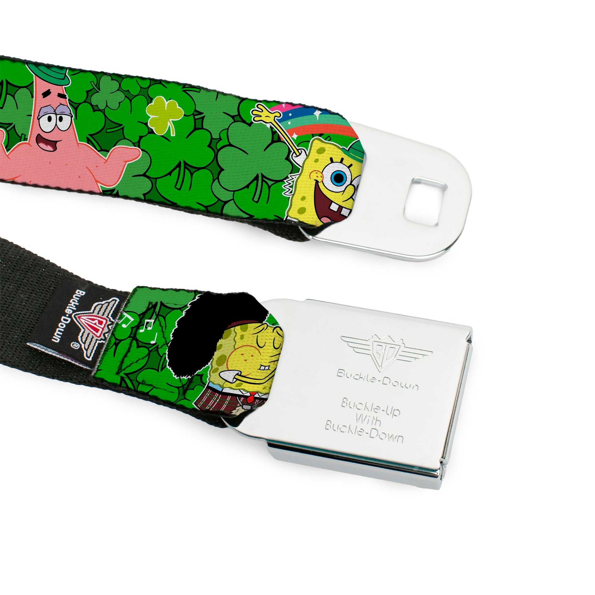 Sponge Bob Face CLOSE-UP Full Color Seatbelt Belt - SpongeBob & Patrick Starfish St. Patrick's Day Poses Webbing Seatbelt Belts SpongeBob SquarePants