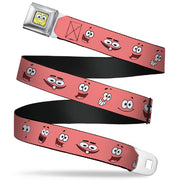 Sponge Bob Face CLOSE-UP Full Color Seatbelt Belt - Patrick Starfish Expressions Pink Webbing Seatbelt Belts SpongeBob SquarePants