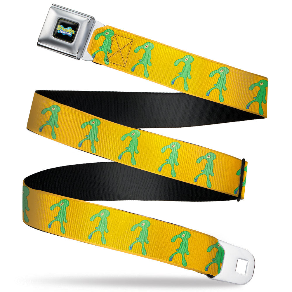 SpongeBob SquarePants Logo Full Color Black/Blues Seatbelt Belt - SpongeBob Squidward Bold and Brash Painting Orange/Green Webbing Seatbelt Belts SpongeBob SquarePants