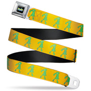 SpongeBob SquarePants Logo Full Color Black/Blues Seatbelt Belt - SpongeBob Squidward Bold and Brash Painting Orange/Green Webbing Seatbelt Belts SpongeBob SquarePants