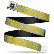SpongeBob SquarePants Logo Full Color Black/Blues Seatbelt Belt - SpongeBob Handsome Squidward Face Scattered Orange Webbing Seatbelt Belts SpongeBob SquarePants