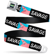 SpongeBob SquarePants Logo Full Color Black/Blues Seatbelt Belt - SpongeBob Patrick Star SAVAGE Pose Block Black/Blue Webbing Seatbelt Belts SpongeBob SquarePants