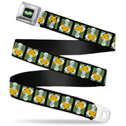 SpongeBob SquarePants Logo Full Color Black/Blues Seatbelt Belt - SpongeBob Handsome Squidward Pose Blocks Flip Black/Green Webbing Seatbelt Belts SpongeBob SquarePants
