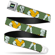 SpongeBob SquarePants Logo Full Color Black/Blues Seatbelt Belt - SpongeBob Handsome Squidward Pose Checker Black/Green Webbing Seatbelt Belts SpongeBob SquarePants