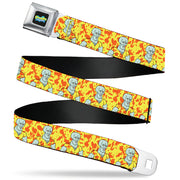 SpongeBob SquarePants Logo Full Color Black/Blues Seatbelt Belt - SpongeBob Handsome Squidward Pose Yellow/Orange Webbing Seatbelt Belts SpongeBob SquarePants