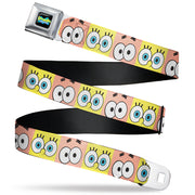 SpongeBob SquarePants Logo Full Color Black/Blues Seatbelt Belt - SpongeBob SquarePants and Patrick Star Eye Blocks Yellow/Pink Webbing Seatbelt Belts SpongeBob SquarePants