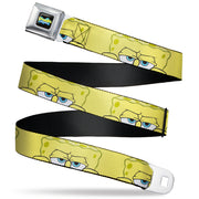SpongeBob SquarePants Logo Full Color Black/Blues Seatbelt Belt - SpongeBob SquarePants Close-Up Face Yellow Webbing Seatbelt Belts SpongeBob SquarePants
