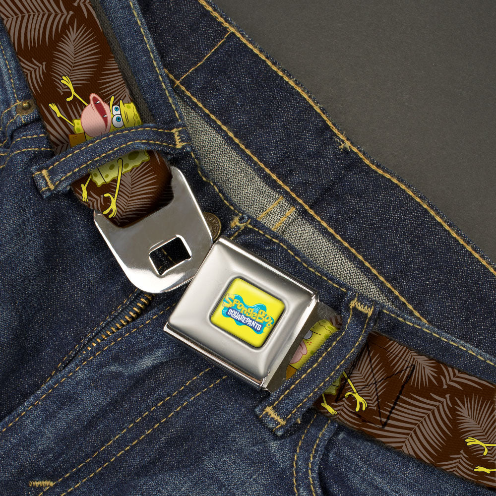 SpongeBob SquarePants Logo Full Color Yellows/Blues Seatbelt Belt - Primitive SpongeBob SquarePants Pose and Leaves Black/Gray Webbing Seatbelt Belts SpongeBob SquarePants