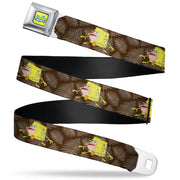SpongeBob SquarePants Logo Full Color Yellows/Blues Seatbelt Belt - Primitive SpongeBob SquarePants Pose and Leaves Black/Gray Webbing Seatbelt Belts SpongeBob SquarePants