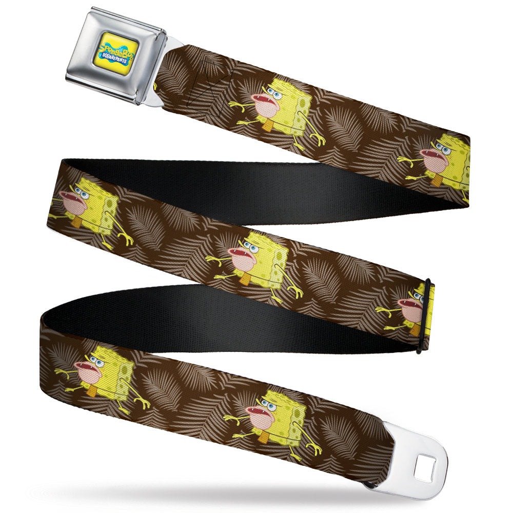 SpongeBob SquarePants Logo Full Color Yellows/Blues Seatbelt Belt - Primitive SpongeBob SquarePants Pose and Leaves Black/Gray Webbing Seatbelt Belts SpongeBob SquarePants