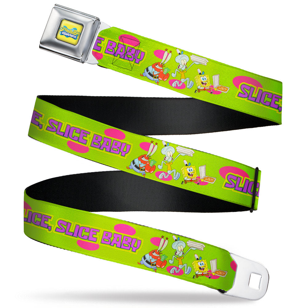 SpongeBob SquarePants Logo Full Color Yellows/Blues Seatbelt Belt - SpongeBob SquarePants and Friends SLICE SLICE BABY Pose Green Webbing Seatbelt Belts SpongeBob SquarePants