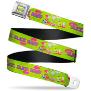 SpongeBob SquarePants Logo Full Color Yellows/Blues Seatbelt Belt - SpongeBob SquarePants and Friends SLICE SLICE BABY Pose Green Webbing Seatbelt Belts SpongeBob SquarePants