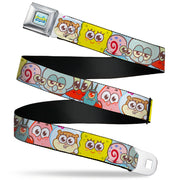 SPONGEBOB SQUAREPANTS Title Logo Full Color Blues/Yellow Seatbelt Belt - SpongeBob SquarePants and Friends Close-Up Face Light Blue Webbing Seatbelt Belts SpongeBob SquarePants