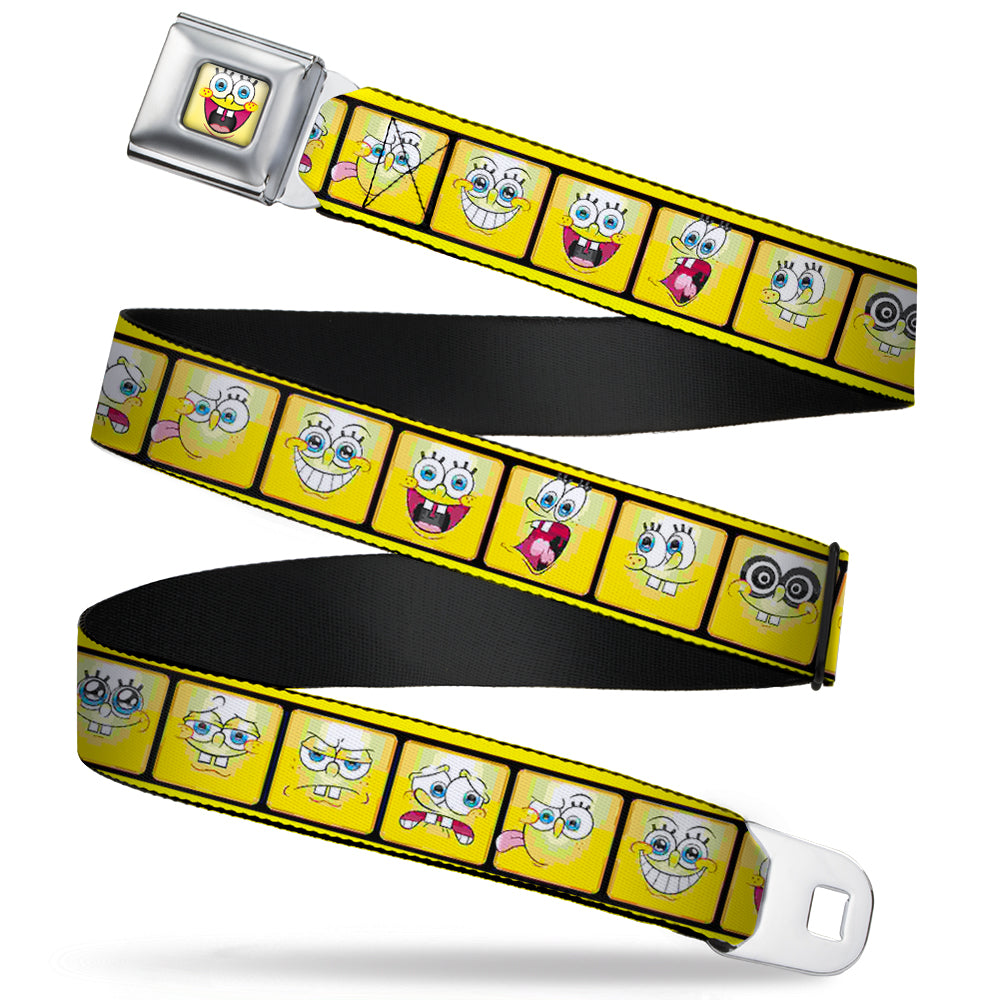 SpongeBob Open Mouth Smile Full Color Seatbelt Belt - SpongeBob 10-Expressions Filmstrip Yellows/Black/White Webbing Seatbelt Belts SpongeBob SquarePants