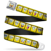 SpongeBob Open Mouth Smile Full Color Seatbelt Belt - SpongeBob 10-Expressions Filmstrip Yellows/Black/White Webbing Seatbelt Belts SpongeBob SquarePants