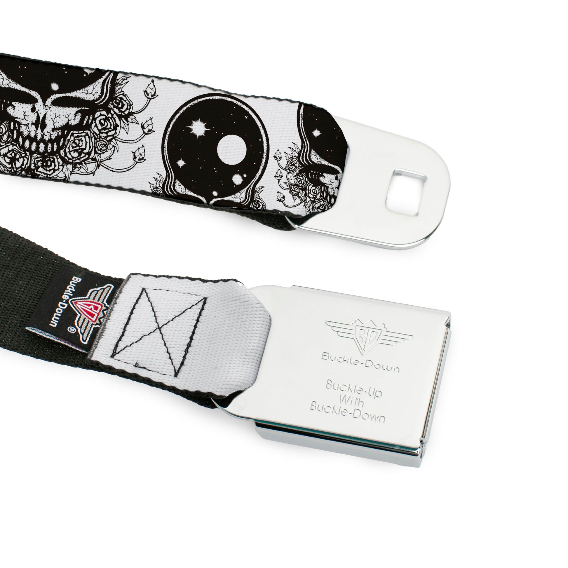 Steal Your Face Seatbelt Belt - Space Your Face White/Black Webbing Seatbelt Belts Grateful Dead