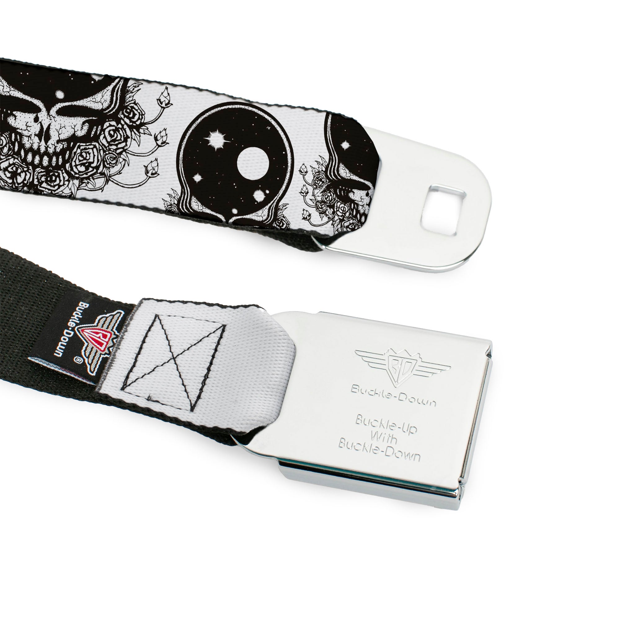 Steal Your Face Seatbelt Belt - Space Your Face White/Black Webbing Seatbelt Belts Grateful Dead