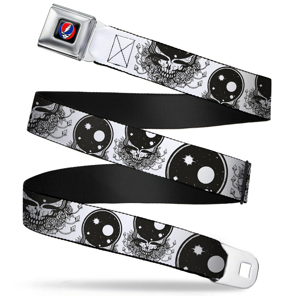 Steal Your Face Seatbelt Belt - Space Your Face White/Black Webbing Seatbelt Belts Grateful Dead