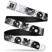 Steal Your Face Seatbelt Belt - Space Your Face White/Black Webbing Seatbelt Belts Grateful Dead