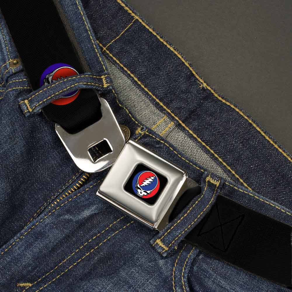 Steal Your Face Seatbelt Belt - Steal Your Face Repeat Black/Color Webbing Seatbelt Belts Grateful Dead
