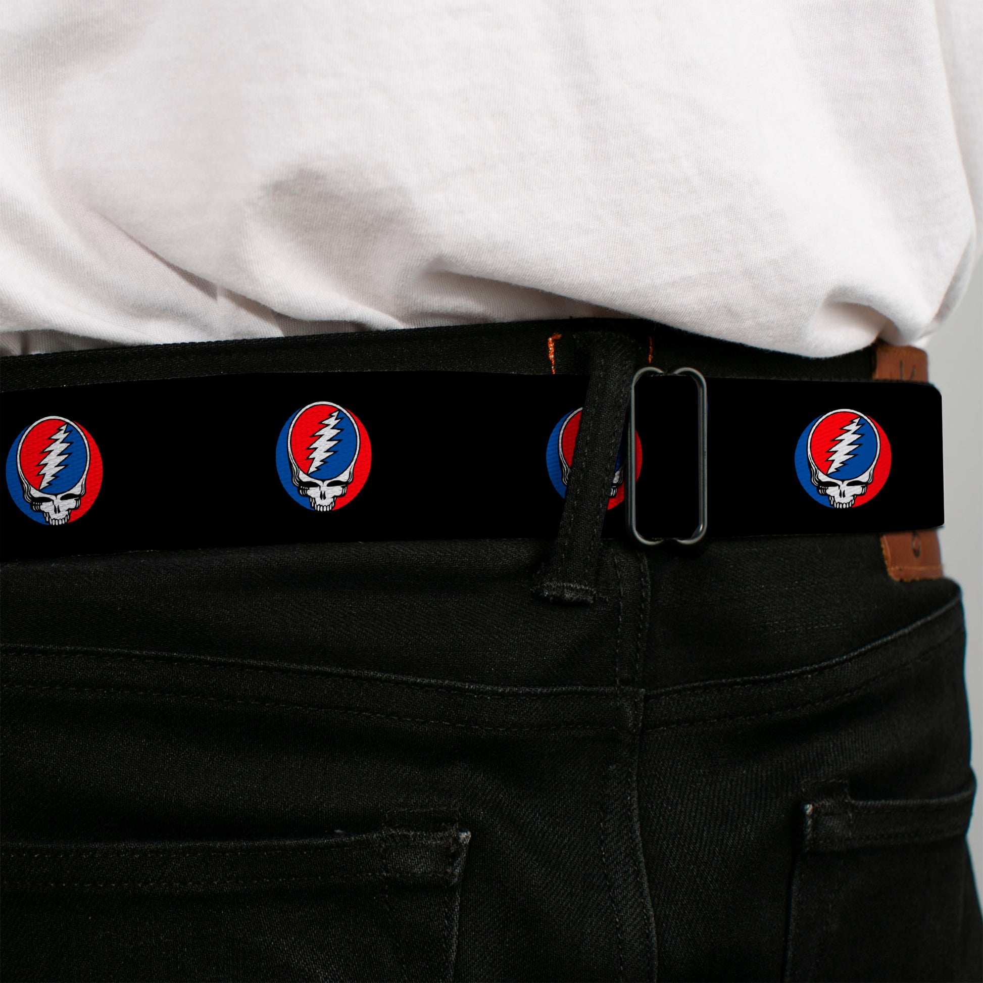 Steal Your Face Seatbelt Belt - Steal Your Face Repeat Black/Color Webbing Seatbelt Belts Grateful Dead