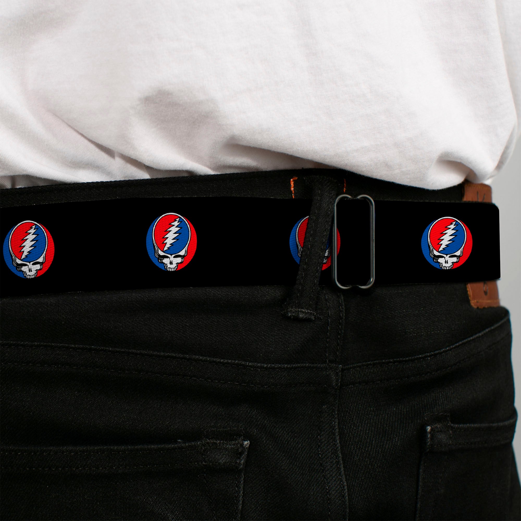 Steal Your Face Seatbelt Belt - Steal Your Face Repeat Black/Color Webbing Seatbelt Belts Grateful Dead