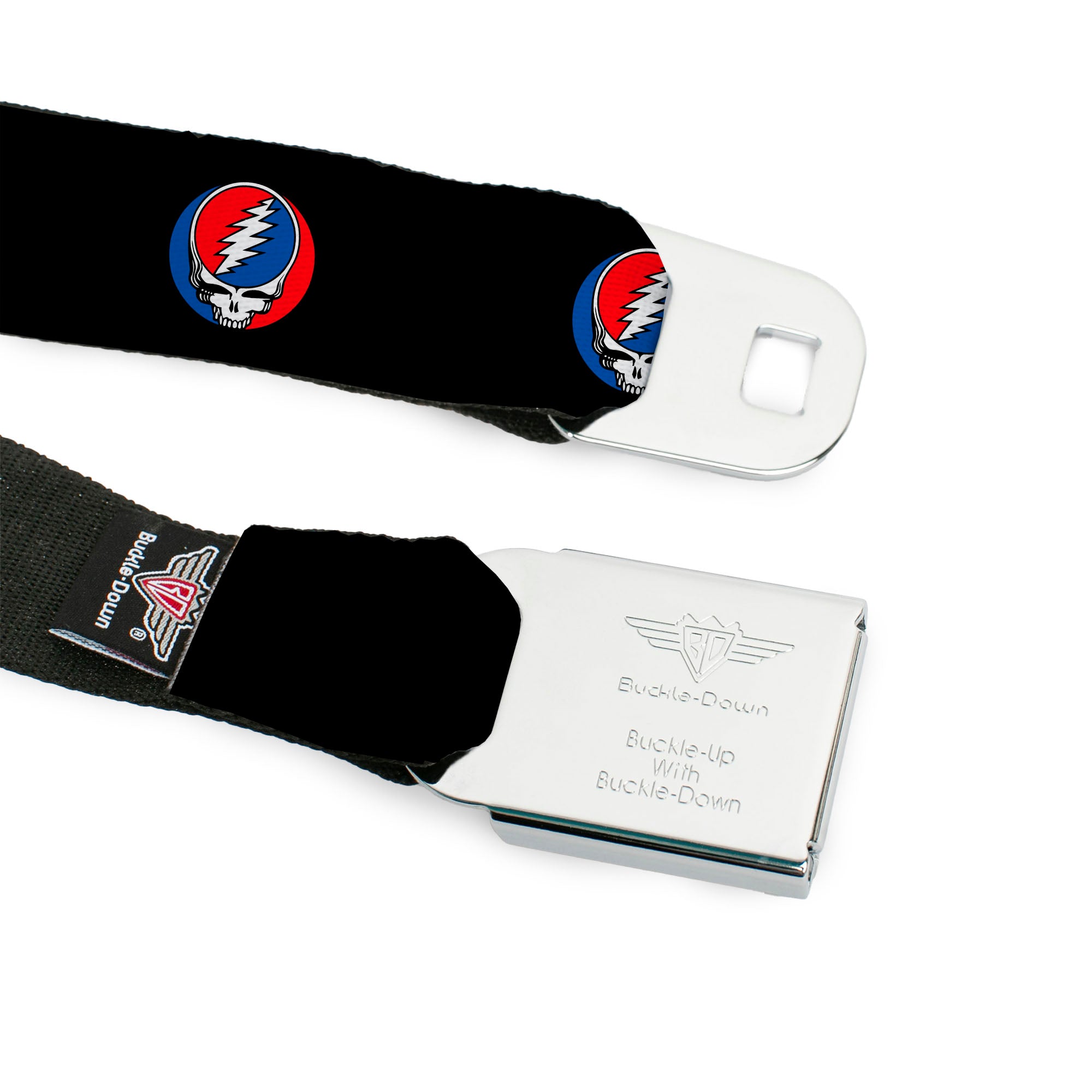 Steal Your Face Seatbelt Belt - Steal Your Face Repeat Black/Color Webbing Seatbelt Belts Grateful Dead