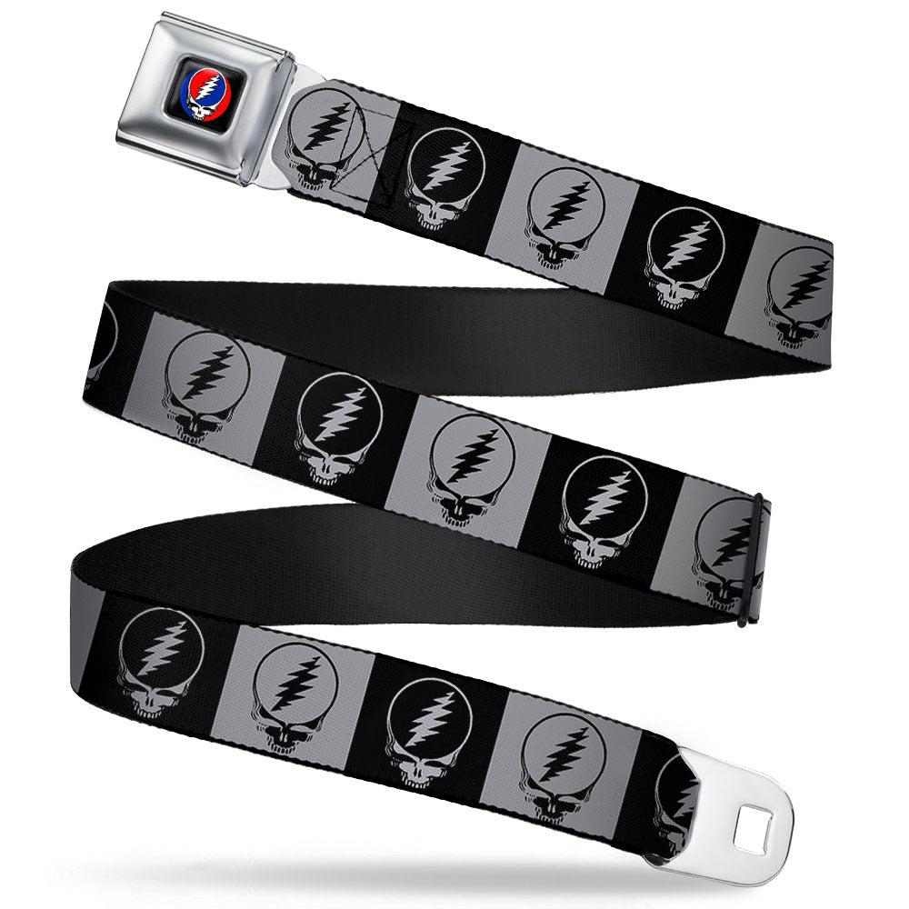 Steal Your Face Seatbelt Belt - Steal Your Face Blocks Black/White-Gray/Black Webbing Seatbelt Belts Grateful Dead