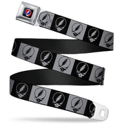 Steal Your Face Seatbelt Belt - Steal Your Face Blocks Black/White-Gray/Black Webbing Seatbelt Belts Grateful Dead