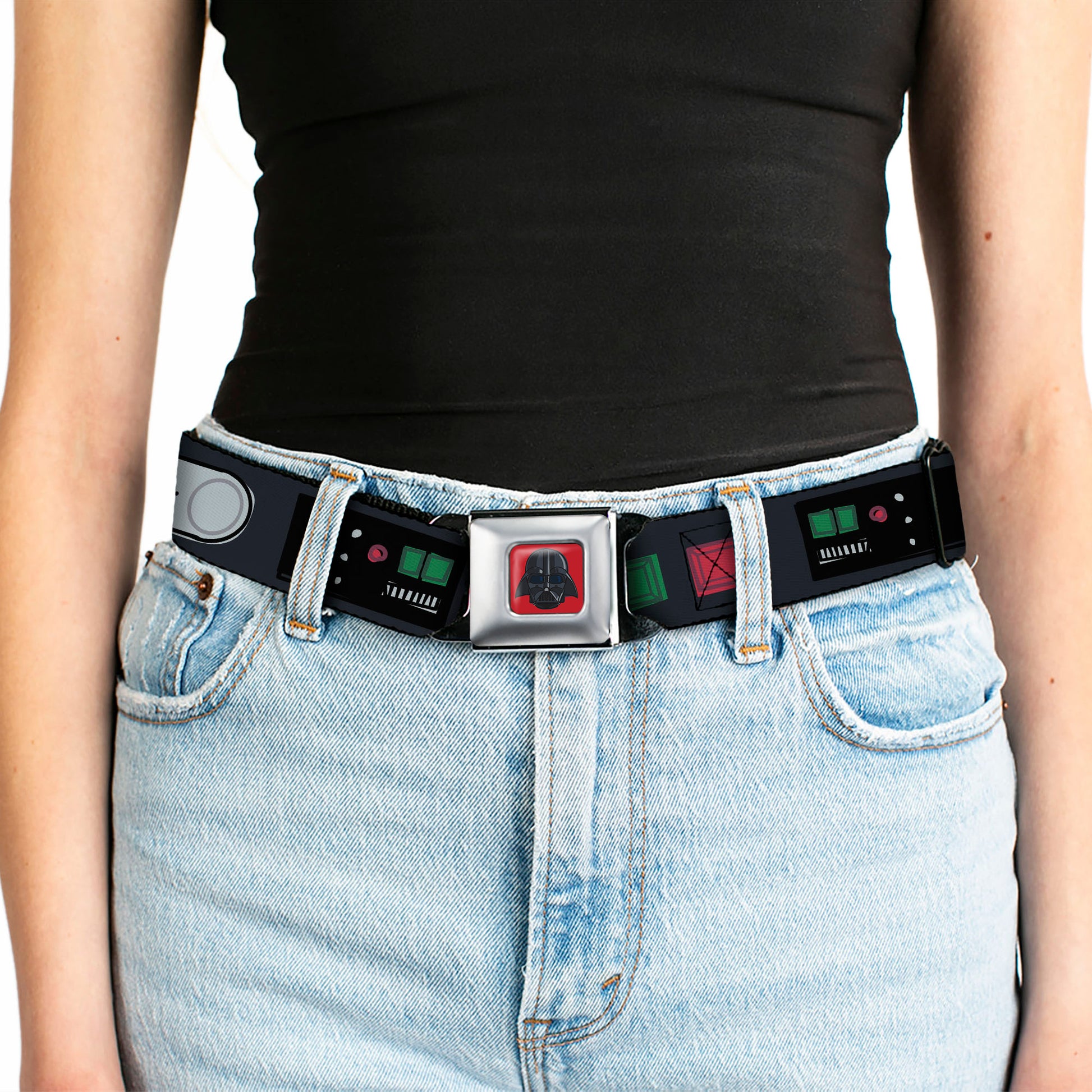Star Wars Darth Vader Face Full Color Red Seatbelt Belt - Star Wars Darth Vader Utility Belt Bounding3 Black/Grays/Reds/Greens Webbing Seatbelt Belts Star Wars