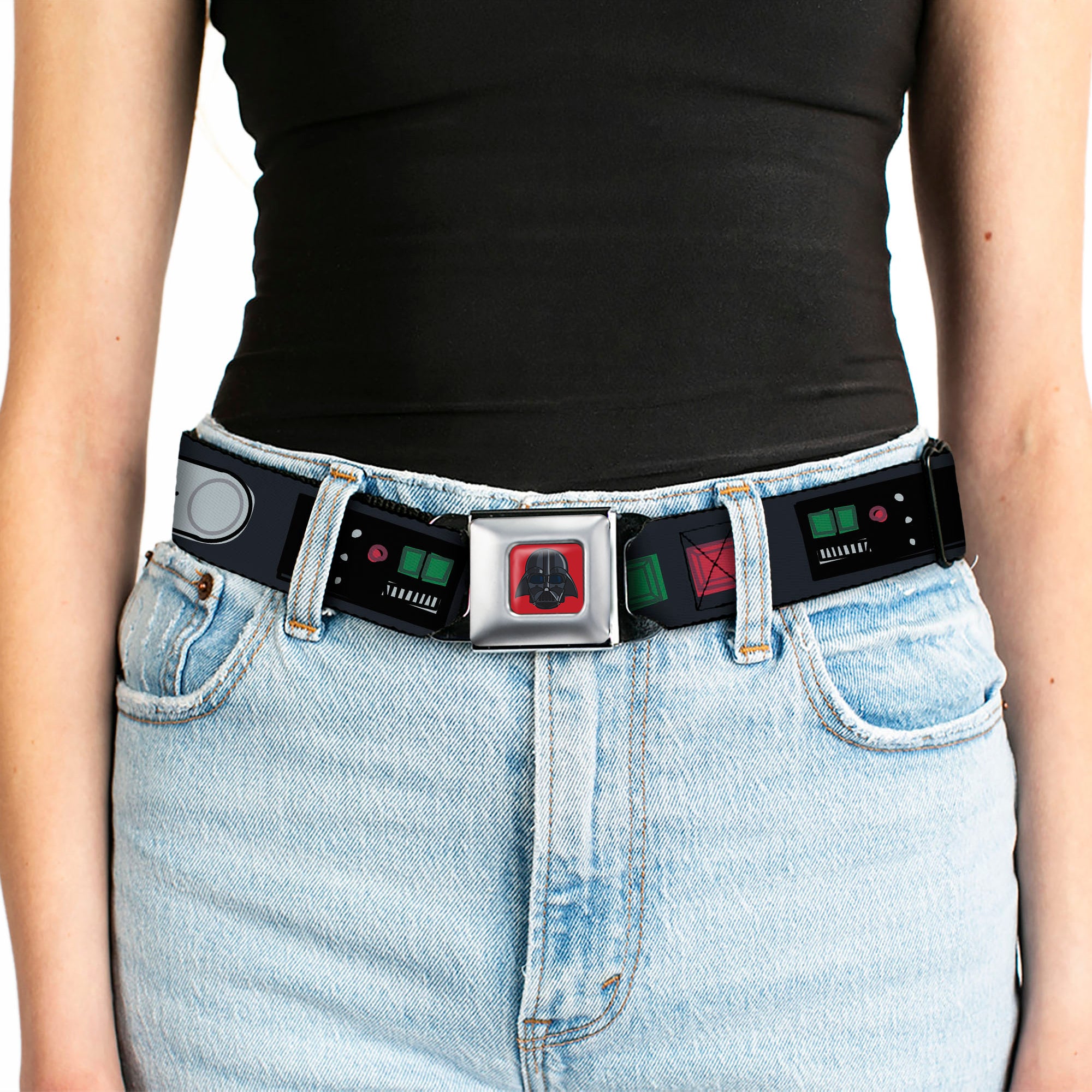 Star Wars Darth Vader Face Full Color Red Seatbelt Belt - Star Wars Darth Vader Utility Belt Bounding3 Black/Grays/Reds/Greens Webbing Seatbelt Belts Star Wars