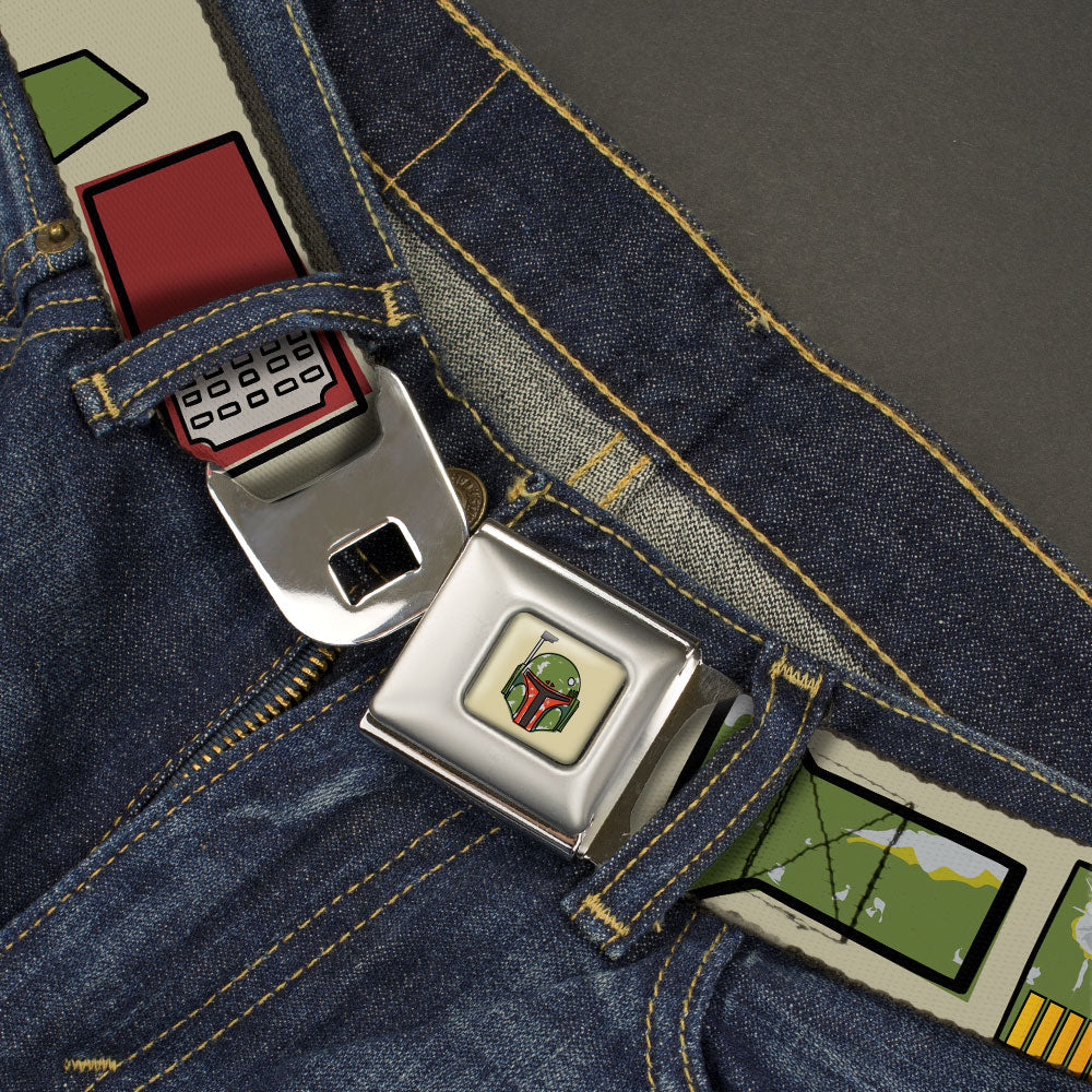 Star Wars Boba Fett Helmet Full Color Tan Seatbelt Belt - Star Wars Boba Fett Utility Belt Bounding Tan Webbing Seatbelt Belts Star Wars