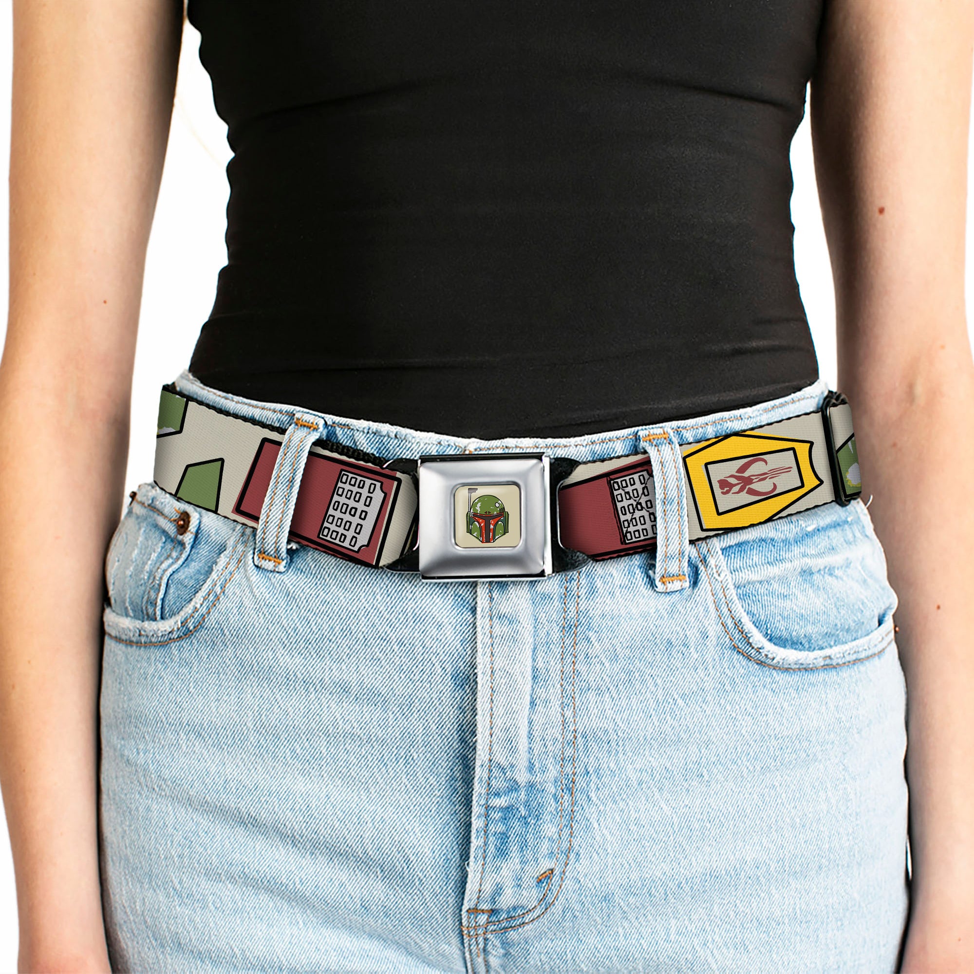 Star Wars Boba Fett Helmet Full Color Tan Seatbelt Belt - Star Wars Boba Fett Utility Belt Bounding Tan Webbing Seatbelt Belts Star Wars