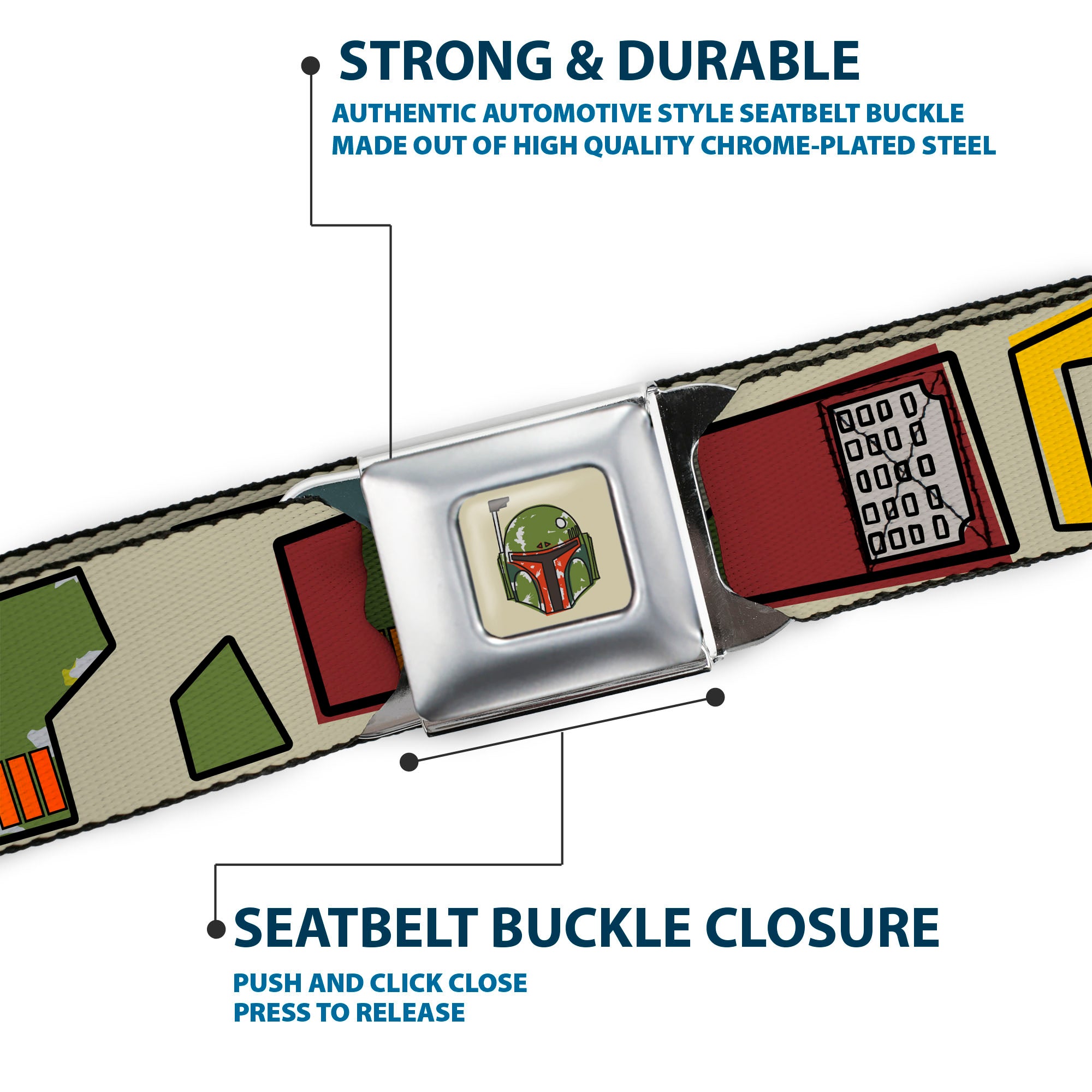 Star Wars Boba Fett Helmet Full Color Tan Seatbelt Belt - Star Wars Boba Fett Utility Belt Bounding Tan Webbing Seatbelt Belts Star Wars