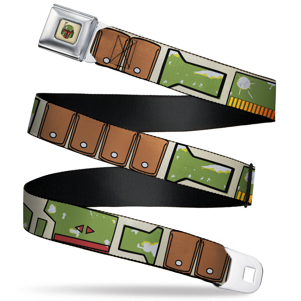 Star Wars Boba Fett Helmet Full Color Tan Seatbelt Belt - Star Wars Boba Fett Utility Belt Bounding Tan Webbing Seatbelt Belts Star Wars