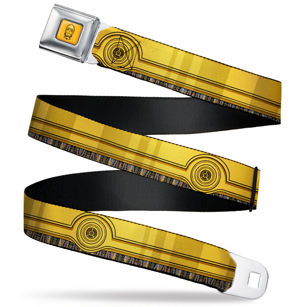 C3-PO Face Full Color Yellows/Black Seatbelt Belt - Star Wars C3-PO Wires Bounding2 Yellows/Black/Multi Color Webbing Seatbelt Belts Star Wars