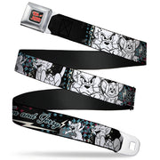 Tom and Jerry Logo Full Color Black Red Seatbelt Belt - TOM & JERRY Face & Pose Sketch Black/White/Red/Blue Webbing Seatbelt Belts Tom and Jerry