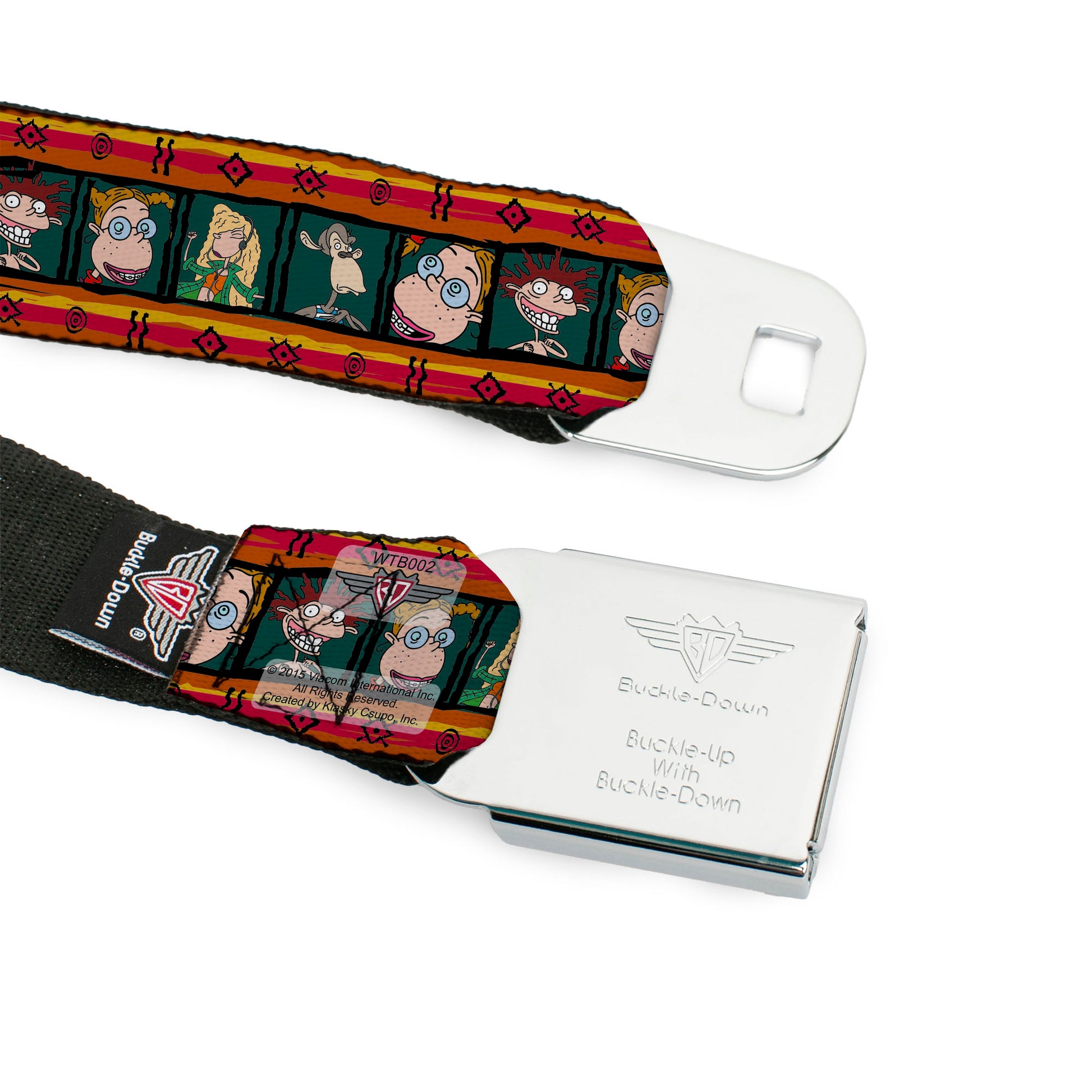 The Wild Thornberry's Logo Full Color Seatbelt Belt - Thornberry Kid's & Darwin Block Poses/Tribal Stripes Red/Orange/Green/Black Webbing Seatbelt Belts The Wild Thornberrys