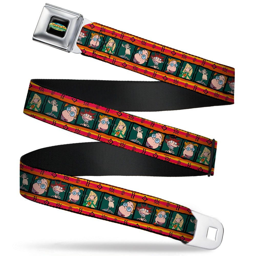 The Wild Thornberry's Logo Full Color Seatbelt Belt - Thornberry Kid's & Darwin Block Poses/Tribal Stripes Red/Orange/Green/Black Webbing Seatbelt Belts The Wild Thornberrys