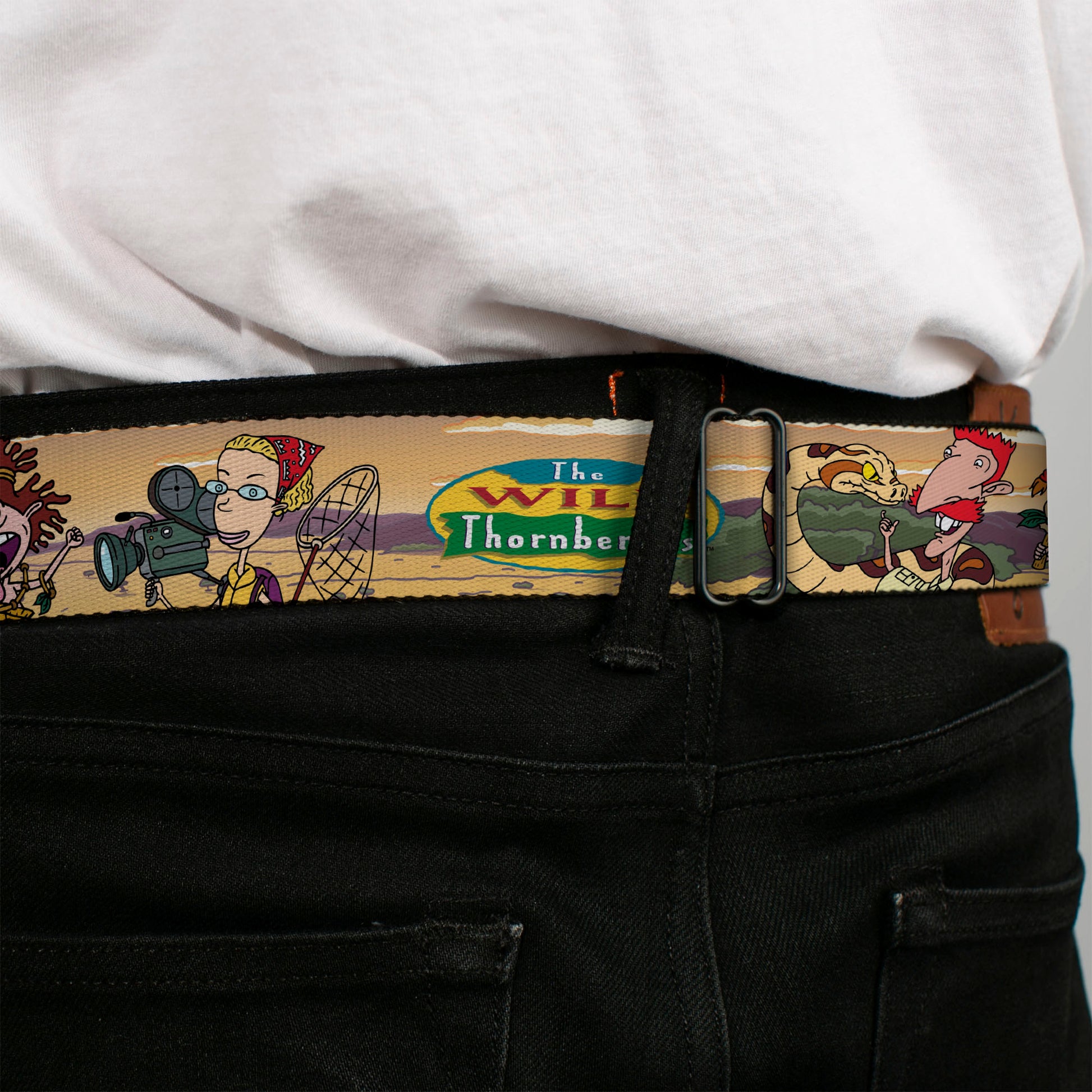 The Wild Thornberry's Logo Full Color Seatbelt Belt - The Wild Thornberry's Adventure Pose1 Tans Webbing Seatbelt Belts The Wild Thornberrys